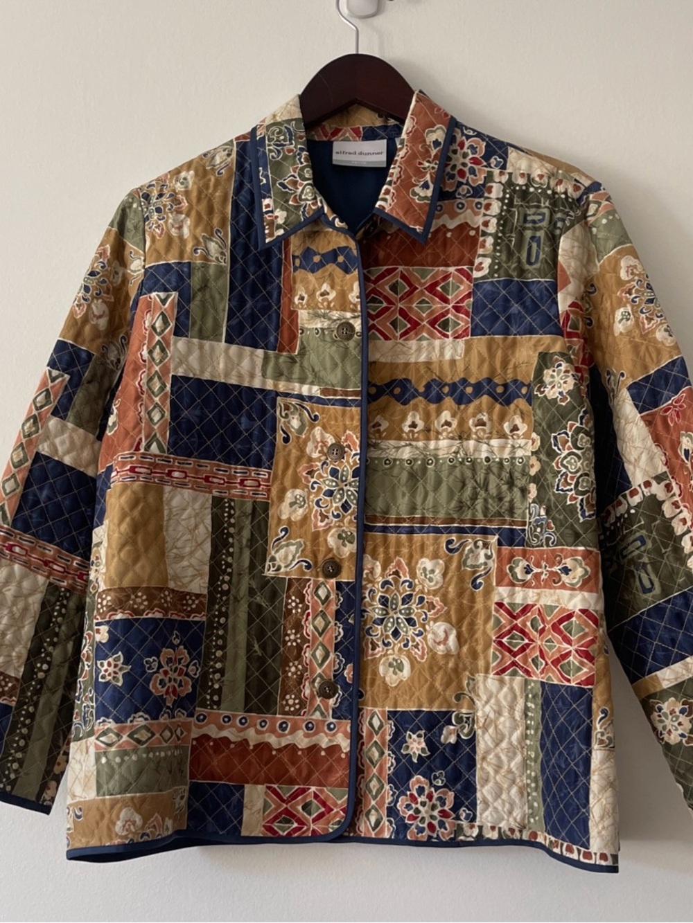 Alfred Dunner Petite 14P Quilted Silk Patchwork Jacket